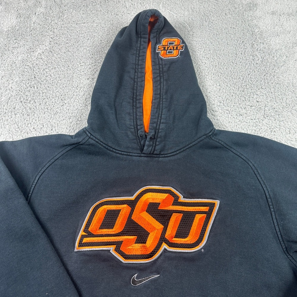 Oklahoma State Cowboys Nike Team OSU Hoodie Mens Large Black Orange Fleece